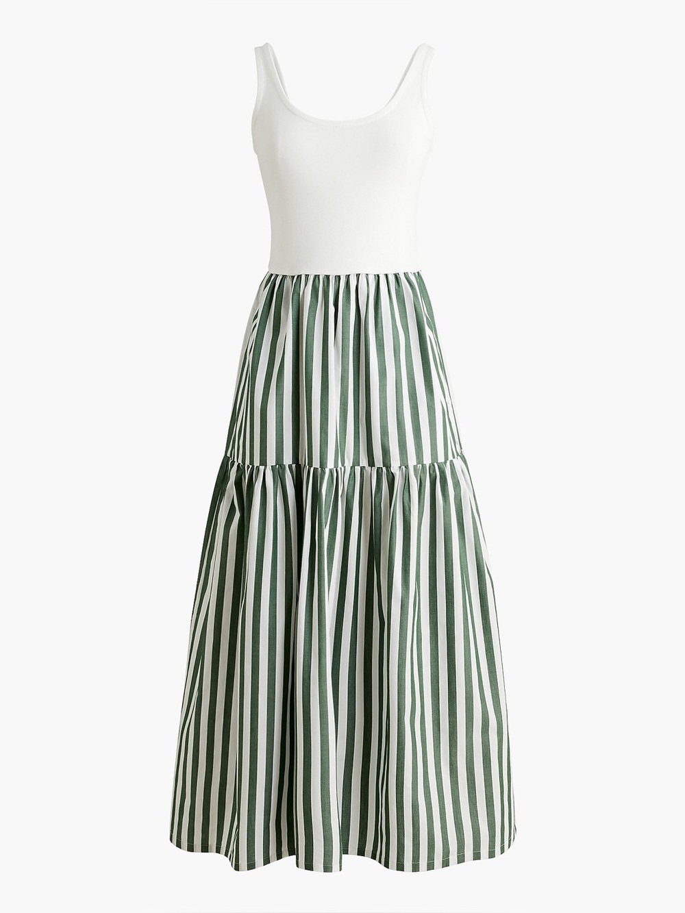 J.Crew Factory Striped Tiered Midi Dress Green White XL - Picture 7 of 16